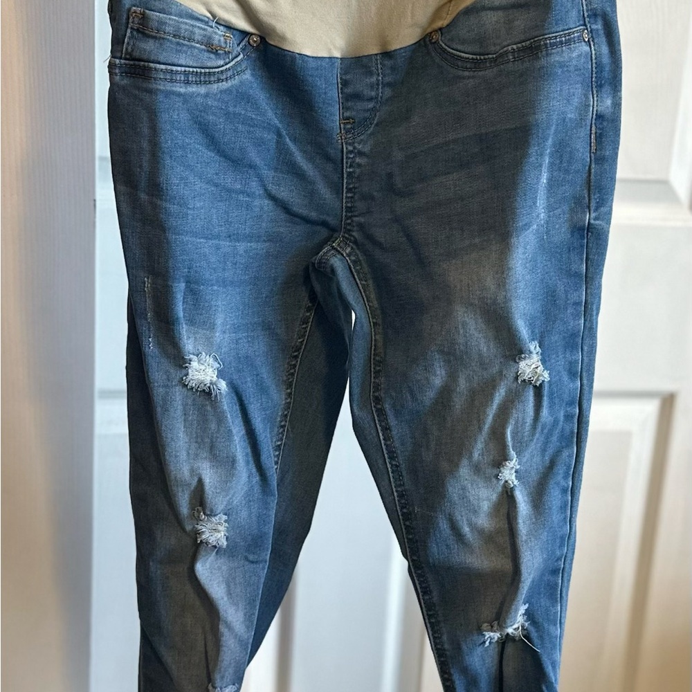 Maternity Distressed Blue Jeans - Casual Slim Fit